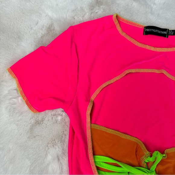 Pretty Little Thing Shape Pink Cut Out Crop Top - Picture 8 of 12
